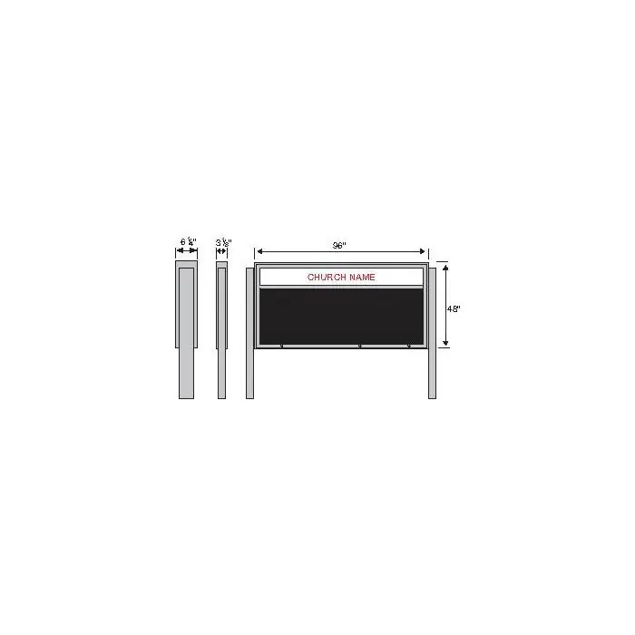 New Release United Visual Products Illuminated Outdoor Double Sided Message Board, 48 in H X 96 in W, Aluminum Frame, Satin